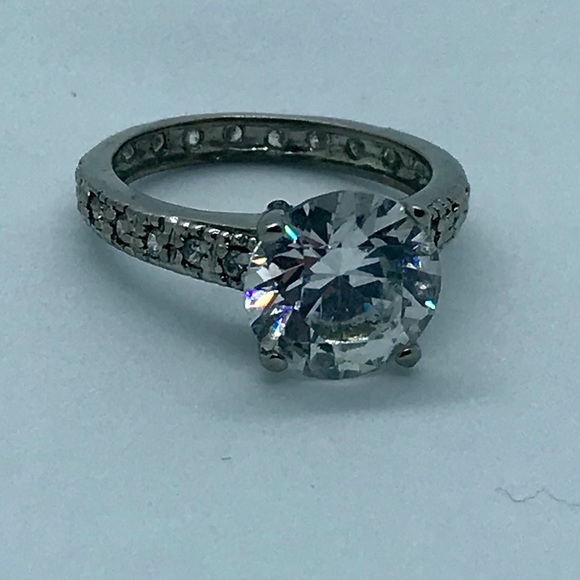 Cubic Zirconia Silver Tone Ring - Picture 2 of 5